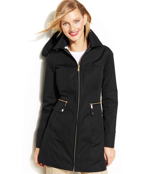 michael kors womens black coat|michael kors black zipper dress.